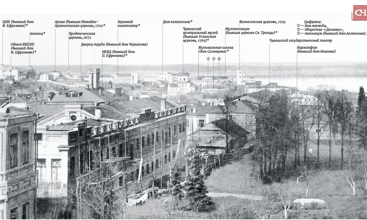 Вид на город с балкона Дома печати — Советская Чувашия